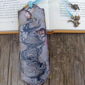 Alice in Wonderland Bookmark, Wood literary Bookmark, Mad Tea Party, Cheshire Cat Bookmark, Bookish Gift for Book Lover, Literary gif image 7