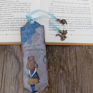 Alice in Wonderland Bookmark, Wood literary Bookmark, Mad Tea Party, Cheshire Cat Bookmark, Bookish Gift for Book Lover, Literary gif image 8