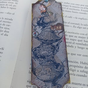 Alice in Wonderland Bookmark, Wood literary Bookmark, Mad Tea Party, Cheshire Cat Bookmark, Bookish Gift for Book Lover, Literary gif image 9