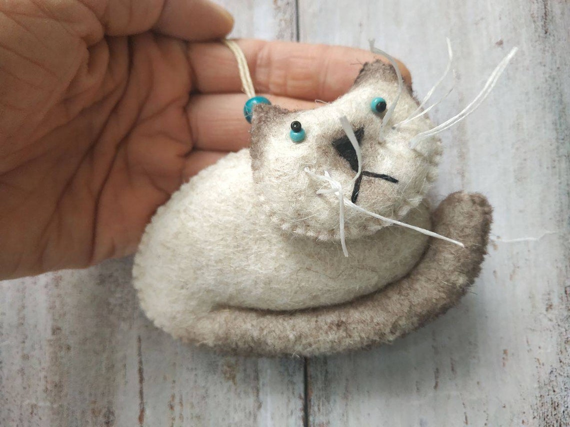 Hand Knit Alpaca Wool Christmas Ornament - Siamese Cat Arcadia Home main image 1