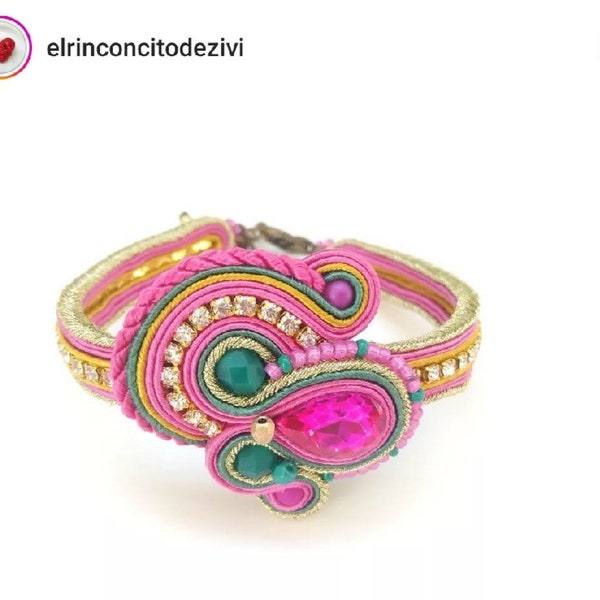 Ordine personalizzato per Helen, braccialetto ricamato Soutache, braccialetto lilla e verde