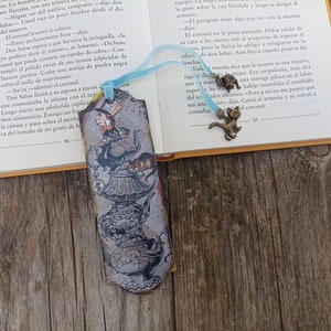 Alice in Wonderland Bookmark, Wood literary Bookmark, Mad Tea Party, Cheshire Cat Bookmark, Bookish Gift for Book Lover, Literary gif image 1