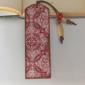 Mosaico tile azulejo bookmark, Wood bookmark, Spanish portuguese tile bookmark, Mediterranean tile, Mandala bookmark, Bookish gift