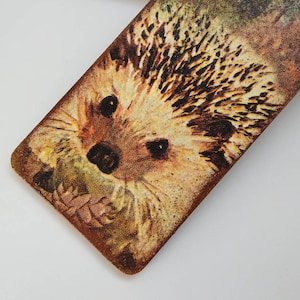 Hedgehog autumn bird wood bookmark, Hedgehog Robin woodland bookmark, Autumn nature, Gift for nature lover, Wild animals, British wildlife image 9