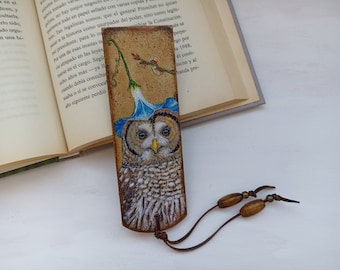 Segnalibro in legno di gufi, segnalibro di animali uccelli, segnalibro di ornitologia, fienile di gufi, regalo libresco, segnalibro del bosco, regalo per gli amanti della natura