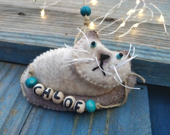 Siamese cat Christmas tree ornament, Personalised Cat Hanging Christmas Decoration, Christmas tree decoration, Gift for cat lover