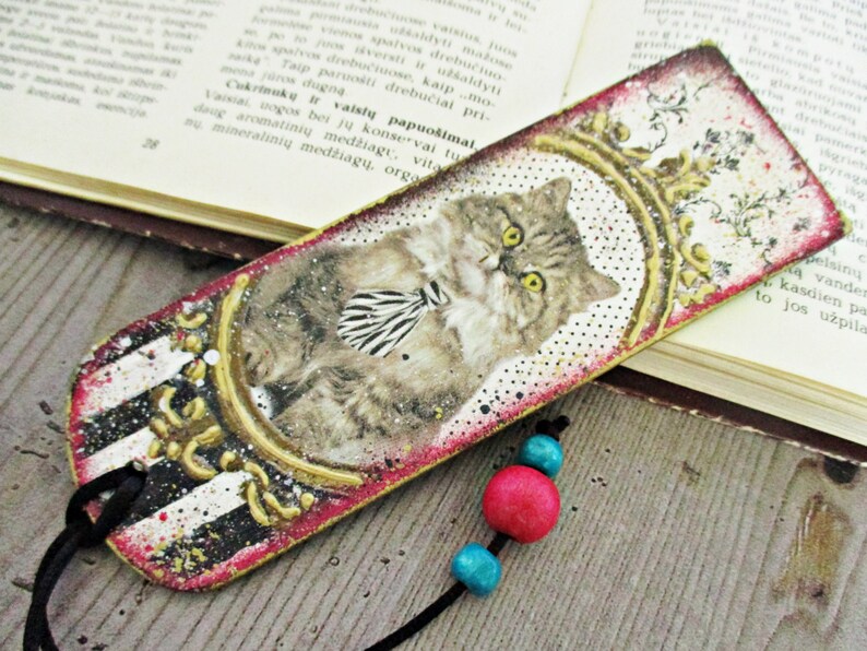 Wood Decoupage Kitten Bookmark Cat Bookmark Cat Lover Gift Etsy