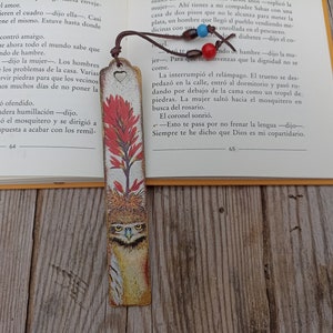 Owl wood bookmark, Birds animals floral bookmark, Ornithology bookmark, Owl barn, Woodland bookmark, Bookish Gift for nature Owl lover