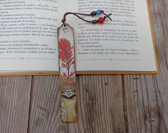 Segnalibro in legno di gufo, segnalibro floreale di animali uccelli, segnalibro di ornitologia, fienile di gufi, segnalibro di bosco, regalo libresco per gli amanti del gufo della natura