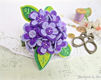 Alfiletero fieltro Flores, Acerico brazalete, Regalo costurera, Alfiletero morado de flores, Acerico hecho a mano, Regalo Abuela