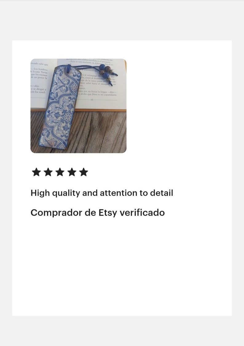 Blue and White tile azulejo bookmark, Wood bookmark, Spanish portuguese tile bookmark, Mediterranean tile, Portuguese tile, Bookish gift image 9