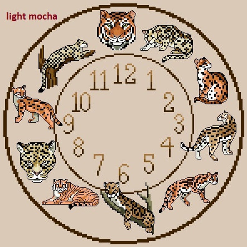 Wild Cats Themed Cross Stitch Cloch Chart / Pattern Etsy UK