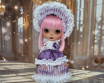 Blythe Doll Outfit Merry-go-round unicorn purple dress set