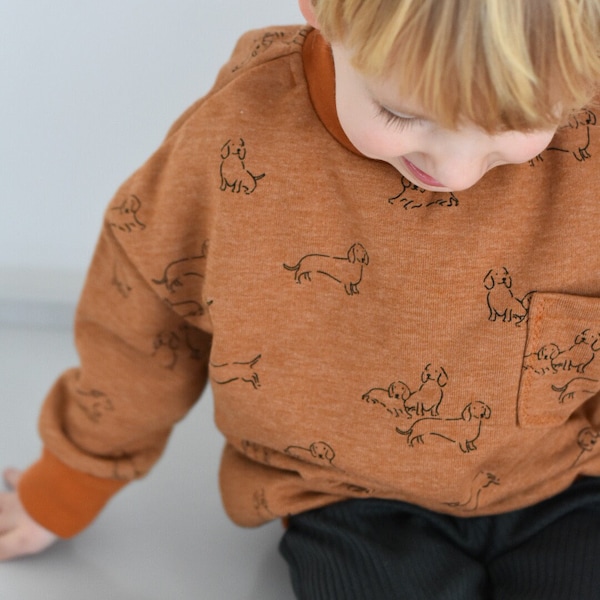 Sweatshirt Dackel Kinder Baby mitwachsend Pullover Basic Größenwahl personalisiert