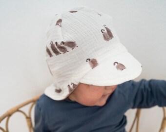 Peaked cap summer hat muslin penguins