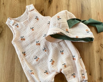 Baby romper that grows with you Clementine muslin size choice romper