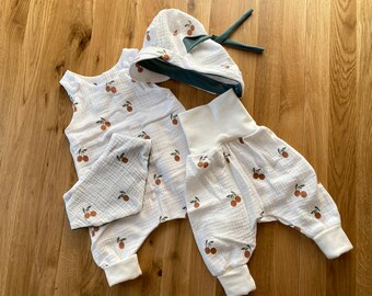 Baby Strampler mitwachsend Clementinen Musselin Romper