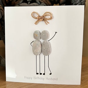 Pebble Art Tarjeta de feliz cumpleaños para marido o mujer