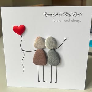 "Handgemachte Kieselstein-Kunstkarte ""You are My Rock"" - Geburtstags-Jubiläums-Valentinstag."