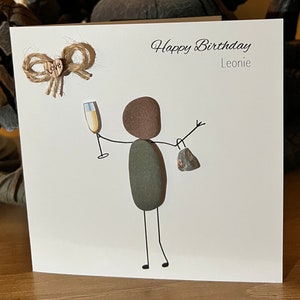 Personalisierte Happy Birthday Pebble Art Card