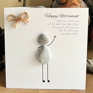 handmade Pebble Art Retirement Card