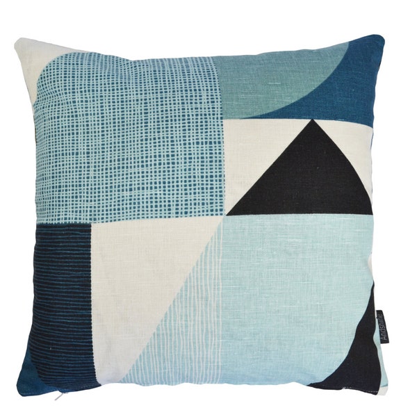 Swedish Nordic Scandinavian Geometric contemporary modern fabric cushion cover - Nemo BLUE