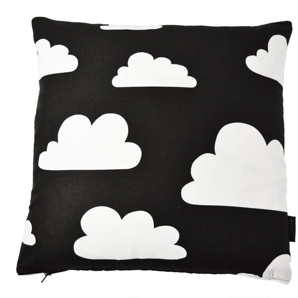 Scandinavian Swedish Kids cushion cover - Black and White Monochrome Clouds