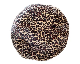 Leopard print Faux fur fabric retro Round Cushion or Cushion cover