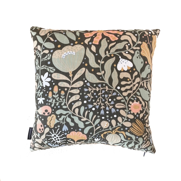 Beautiful Scandinavian Swedish Nordic Retro Bohemian fabric plant cushion cover | Brown