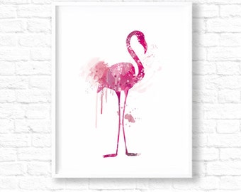 Pink Flamingo Nursery Art Print, Watercolor Flamingo, Flamingo Painting, Nursery Art Print, Flamingo Poster, Flamingo Wall Art, Pink, ET54