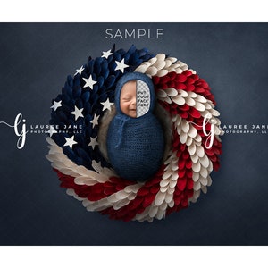 Newborn digital background backdrop America American Flag USA US wrap stars fluff unique transparent transparency composite png pop boy girl