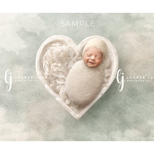 Newborn digital background angel white heart bowl fluff clouds sky blue heaven loss dove unique backdrop png pop composite download boy girl