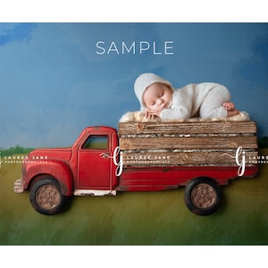 Newborn digital backdrop, farm, USA, American, field, watercolor, truck, car, newborn digital background, newborn composite, download, boy