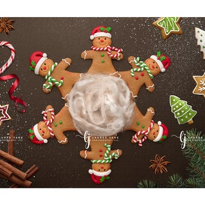 Newborn digital backdrop Christmas holiday gingerbread cookie flour candy snow snowman Santa background composite instant download girl boy