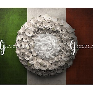 Flag newborn digital backdrop, Italy, Italian, green white red, wreath, newborn digital background, newborn composite, download, girl, boy