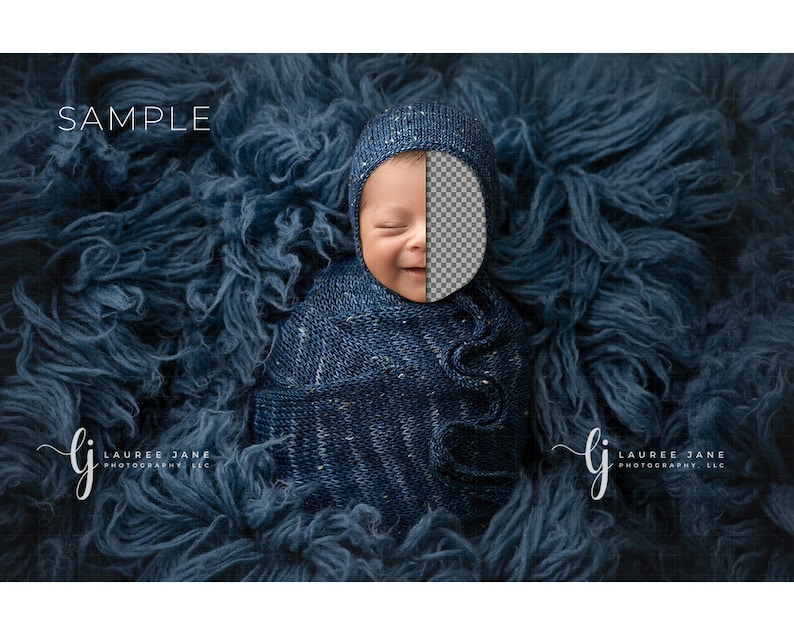 May include: A newborn baby wrapped in a blue swaddle, sleeping on a blue fuzzy blanket. The baby is wearing a blue knitted hat with white stars.