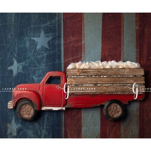 Newborn digital backdrop, flag, America, American, USA, patriotic, truck, car, newborn digital background, newborn composite, download, boy