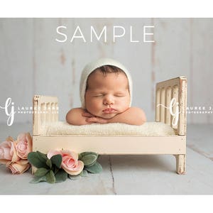 Newborn digital backdrop, girl, flowers, bed, unique, princess, white, pink, newborn digital background, newborn composite, instant download