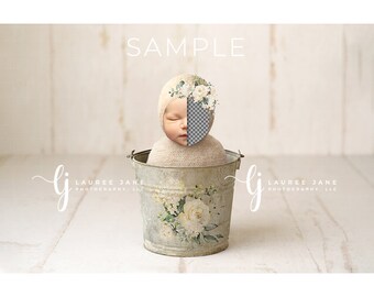 Newborn digital backdrop, bucket, floral, roses, unique, transparent, png, newborn digital background, composite, instant download, girl