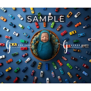 Newborn digital backdrop car truck fluff hot wheels matchbox rainbow unique navy blue transparent png pop background composite download boy