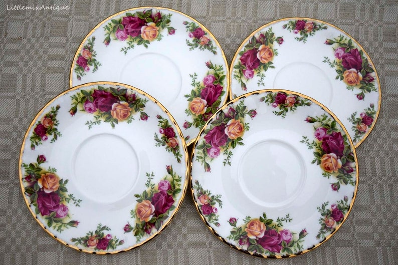 Vintage 1962 Royal Albert Ltd Bone China England Old Country Roses 1 SaucerTea Plate 4 Available Retro English Royal Albert Pretty China