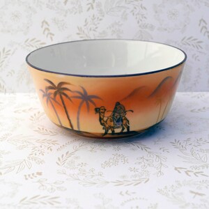 Vintage German Porcelain Sugar Bowl: Julius Hering Thuringia Desert Motif