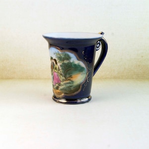 Vintage Cobalt Blue Courting Couple Design Small/Petite/Demitasse Porcelain Cup