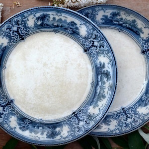 Antique F & Sons Ltd VERONA Dinner Plate – Blue and White – Pastoral Scene – England circa 1908–1938