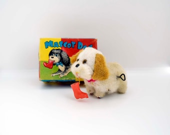 Vintage Fuji Windup Mascot Dog Toy: Made in Japan, Boxed