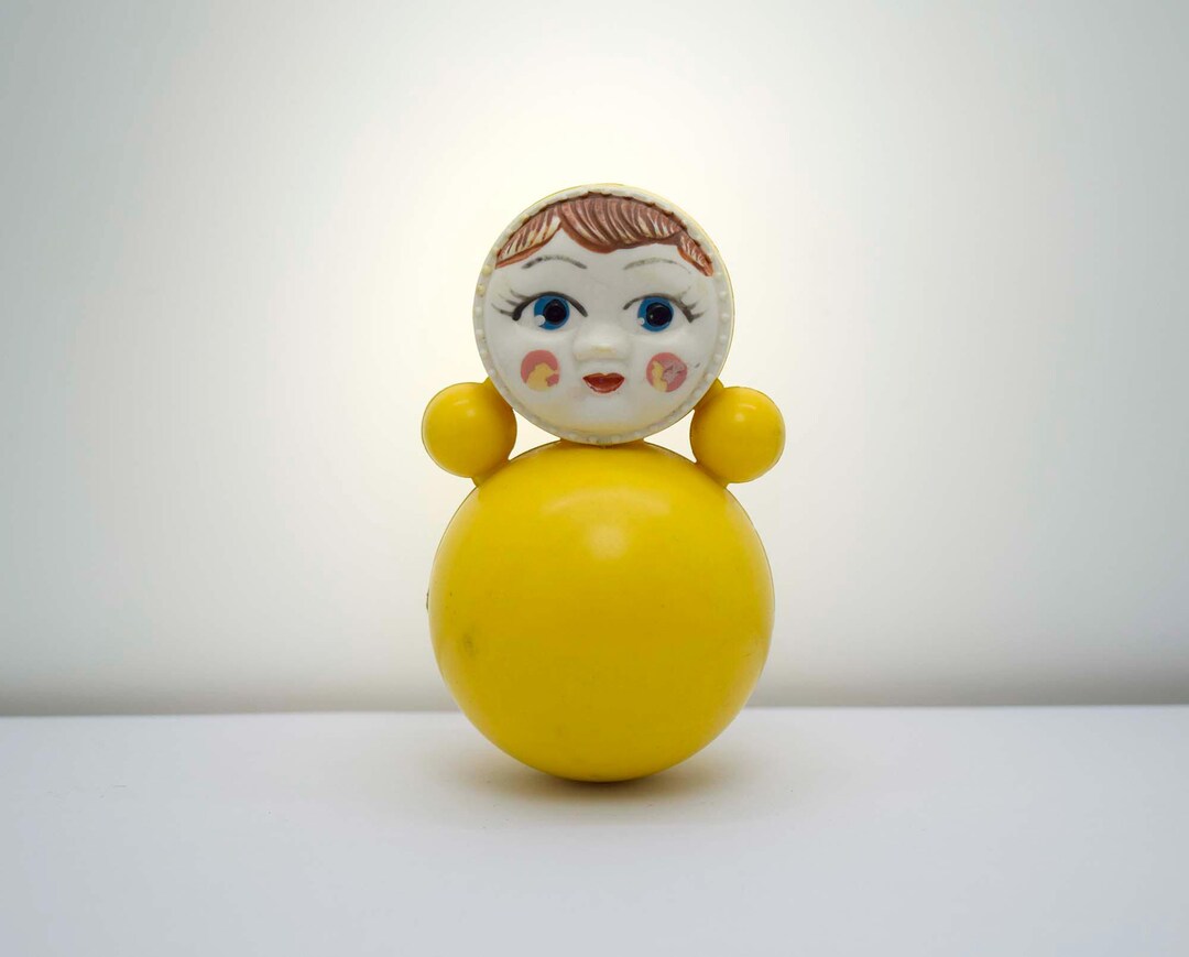 Vintage Soviet Small Yellow Roly-poly Plastic Petite Rocking Doll ...