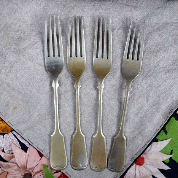 Antique Hallmarked Pelham Silver Fiddle Pattern Silver Plated 4 Dining Forks