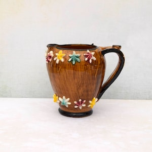 Vintage Italian Pottery Brown Ceramic Small Creamer/Milk Jug