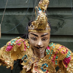 Antique Asian Culture Exotic Burmese Large Marionette Puppet Hard Carved Wood Hand Decorated Clothes Free Shipping Worldwide!