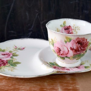 Vintage Royal Albert Tennis Cup & Saucer – American Beauty Bone China